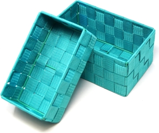 Lashuma Aufbewahrungskorb (Set, 2 St), moderne Körbchen mit Flechtmuster türkis