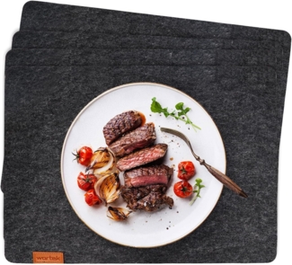 wortek Platzset Tischset 4-teilig Platzset aus Filz Platzdeckchen, (Set, 4-St, 4), waschbare Tisch-Untersetzer Teller-Untersetzer (44 x 32 cm)