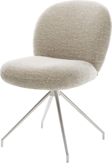 Esszimmerstuhl Nube-Flex Webstoff Soft Beige Kreuzgestell konisch Edelstahl Taschenfederkern