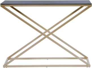Jahnke Xtra Console Konsole, Engineered Wood, Schwarzglas/Goldfarben, One Size
