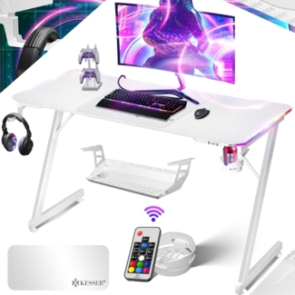 KESSER Gamingtisch, Gaming Schreibtisch mit Getränkehalter Ergonomischer Gamer Tisch