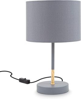 LED-Leuchtmittel B.K.Licht Tischleuchte Grau Textilschirm Ø20cm max. 40W E27 ohne Leuch