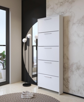 Dmora - Schuhschrank Caspio, Schuhregal, Mehrzweck-Eingangsgarderobe, Möbel für Schuhe, 69x17h187 cm, Weiß