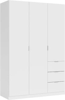 Habitdesign Kleiderschrank Türen und DREI Schubladen, Finish in Weiß, Maße: 135 cm 200 cm (Höhe) x 52 cm (Breite), Holz, Grande