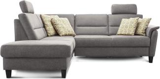 Cavadore Schlafsofa Palera mit Federkern / L-Form Sofa mit Schlaffunktion / 236 x 89 x 212 / Büffellederoptik Hellgrau