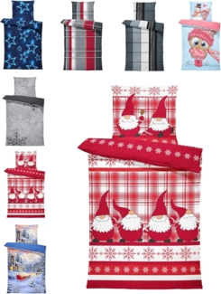 One Home Bettwäsche Winter Thermofleece, Fleece, 2 teilig, Weihnachten Wichtel Christmas, kuschelig flauschig warm weich Modern