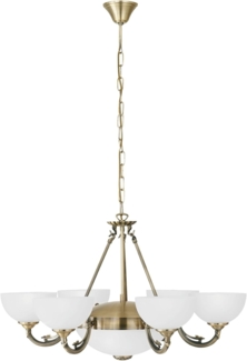 Eglo 82749 Hängeleuchte Modern Klassik SAVOY Metallguss brüniert, Glas satiniert weiß E14,E27 max. 6X40W,2X40W dimmbar