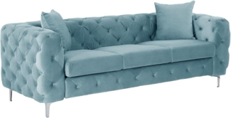 Vente-unique - Chesterfield-Sofa 3-Sitzer - Samt - Pastellblau - EDWINA