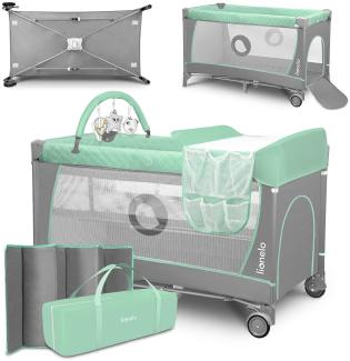 lionelo Baby-Reisebett FLOWER, 4in1:Laufstall Baby, Wickeltisch, Zwei Matratzenaufhängungshöhen