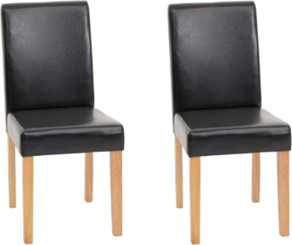 2er-Set Esszimmerstuhl Stuhl Lehnstuhl Littau ~ Leder, schwarz, helle Beine