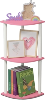 Furinno kompaktes Eck-Mehrzweck-Regal mit 3 Ebenen, holz, Rosa/Weiß, 29. 46x29. 46x75. 18 cm