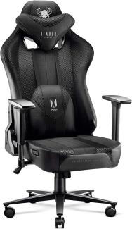 Diablo X-Player 2. 0 Gaming Stuhl Bürostuhl Gamer Chair Stoff 3D Armlehnen Ergonomisches Design Nacken/- Lendenkissen Wippfunktion Schwarz Normal (L)