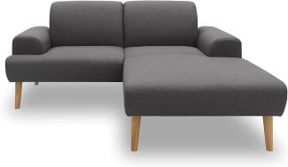 DOMO Collection Salinas Ecksofa mit Federkern, kleines Federkernsofa mit Holzfüßen und schwebender Optik, Sofa, Couch, Eckcouch, Grau, 217 x 176 cm