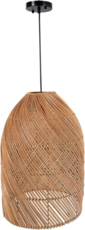 VIVANNO Hängeleuchte Rattan ESSENCE Rund - Beige Geflochten, ohne Leuchtmittel, 25x55 cm