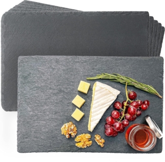 Praknu Servierplatte Schieferplatten 6er Set Schwarz, Schiefer, (Set, 6-tlg), Platzset