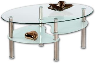 Stella Trading 'Wave' Couchtisch mit Glasablagen, Glas/Metall, 90 x 41 x 55 cm