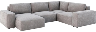Wohnlandschaft Lanzo L 330x230 cm Cord Silbergrau Recamiere variabel