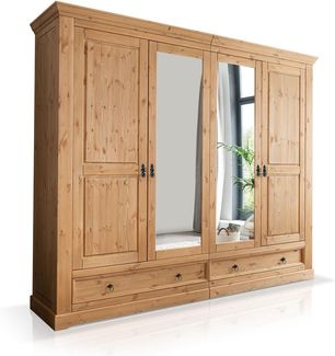 Möbel-Eins PALERMO Kleiderschrank, Material Massivholz, Kiefer eichefarbig gebeizt 254 cm