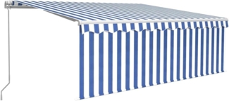vidaXL Markise Manuell Einziehbar mit Rollo 4x3 m Blau & Weiß 3069296
