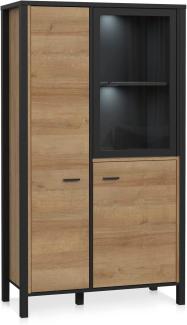 Möbel-Eins HAVANO Highboard II, Material Dekorspanplatte, Riviera Eichefarbig/schwarz