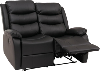 2er Kinosessel HWC-O62, Relaxsessel Fernsehsessel mit Armlehne, Liegefunktion Kunstleder ~ schwarz