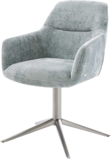 Drehstuhl Pejo-Flex Chenille Pastellblau Fußkreuz Edelstahl 360° drehbar Wippfunktion Taschenfederkern
