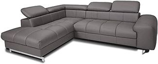 Mivano Ecksofa Chef / Sofa in L-Form mit Ottomane und verstellbaren Kopfstützen in Lederoptik / 262 x 72 x 206 / Kunstleder Elephant