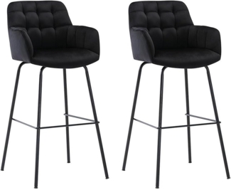 Vente-unique - Barhocker 2er-Set - Samt & Metall - Schwarz - PEGA von Pascal MORABITO