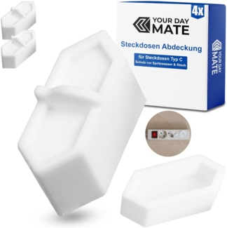 Steckdosen Abdeckung, 4 Stück, in Weiß, aus Silikon, Steckdosenschutz vor Spritzwasser, Staub, Deckel für Eurostecker Typ C Steckdose, Kappe für Öffnungen von Mehrfachstecker, Möbel Steckdosenleiste