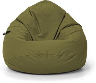 Nadimaideal Sitzsack Tropfenform Kastanie | Bodenkissen für Kinder & Erwachsene | Indoor & Outdoor | Gaming Sitzsack - Sitzkissen - Beanbag | Füllung EPS Perlen (Khaki, XXL-Durchmesser 88 cm)