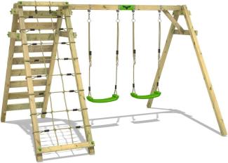 FATMOOSE Schaukel Schaukelgestell 'JollyJungle Wild XXL' Schaukelgerüst - Doppelschaukel mit Kletteranbau