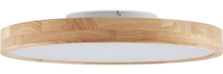 Lindby Deckenleuchten Lanira, dimmbar, LED-Leuchtmittel fest verbaut, Farbwechsel warmweiß / tageslicht, Modern, Eichenholz, Acryl, Holz hell, weiß, 1 flammig, inkl.