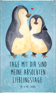 Mr. & Mrs. Panda Handtuch Pinguin umarmend - Eisblau - Geschenk, Sport Handtuch, Hochzeitsgesch, (1-St)