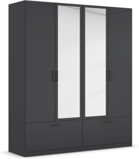 rauch Drehtürenschrank Kleiderschrank Schrank Garderobe Wäscheschrank BARI mit Spiegel mit Schubkästen und modernem Griff in Graumetallic MADE IN GERMANY