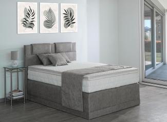 AUKONA| Boxspringbett Hanna Fango 180x200 | 7- Zonen Taschenfederkern Matratze, mit Komfortschaumtopper