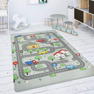 Kinderteppich »Chicos 559«, Paco Home, rund, Höhe 2 mm, Flachgewebe, Straßen-Spiel-Teppich, Kinderzimmer