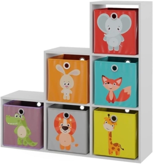 Treppenregal Weiß 107.2 x 107.8 cm mit Faltboxen opt. 1 Vicco