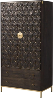 Massivmoebel24 Kleiderschrank #118 (Kleiderschrank Mango 99 x 55 x 190 grau geölt DIAMOND #118)