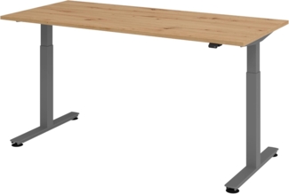 bümö elektrisch höhenverstellbarer Schreibtisch Asteiche 180x80 cm, Gestell: Graphit - Büroschreibtisch höhenverstellbar elektrisch, elektrischer Bürotisch & Gaming Tisch, Stehschreibtisch, XMST-19-R-G