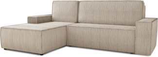Ecksofa Totti L mit Schlaffunktion und Bettkasten - Cord Stoff - L-Form Couch, Polstersofa, Schlafsofa, Sofagarnitur (Beige (Poso 100) Seite: Links)