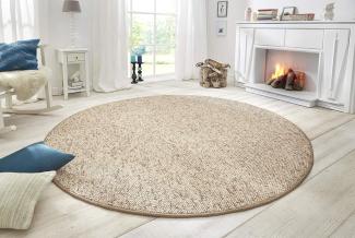Woll-Optik Teppich Wolly - beige braun - 133 cm Durchmesser