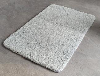 Spirella Badteppich Badematte Duschvorleger Mikrofaser Hochflor | flauschig | rutschhemmend | Gobi | geeignet für Fußbodenheizung | 60x90 cm | Hellgrau