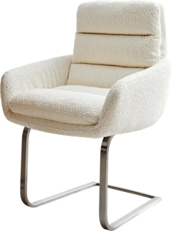 Freischwinger Abelia-Flex mit Armlehnen Bouclé Weiß Freischwinger flach Edelstahl