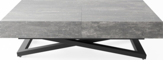 WFL GROUP Couchtisch Cavetta U (erhältlich in einer Größe – 120x80x27-76 cm, ausziehbar auf 200 cm), industrial Tisch in Holzoptik für Küche, Esszimmer oder Wohnzimmer