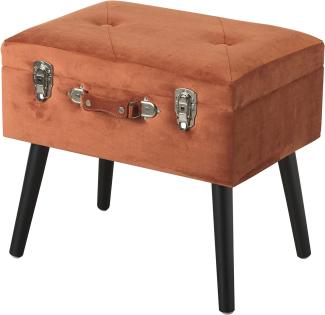 Baroni Home Hocker mit Stauraum, Samt, Holzbeine, 50 x 35 x 46 cm - Cognac