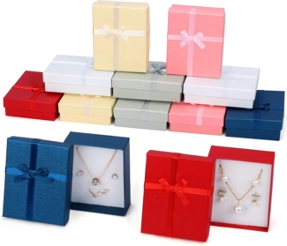 Kurtzy Geschenkbox Schmuck Geschenkbox Set 12 Stück 8,5 x 6,5 x 2,5 cm 6 Farben, Schmuck Geschenkbox 12 Stück 8,5 x 6,5 x 2,5 cm 6 Farben