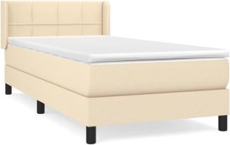 vidaXL Polsterbett mit Matratze Creme 90x200 cm Stoff, Härtegrad: H2 [3129686]