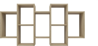 CDF Hängeregal Wandregal 129 cm mit 7 Fächern modernes Design offene Ablage für Wohnzimmer Büro Jugendzimmer dekorative Wandaufbewahrung Holzoptik - Eiche Sonoma