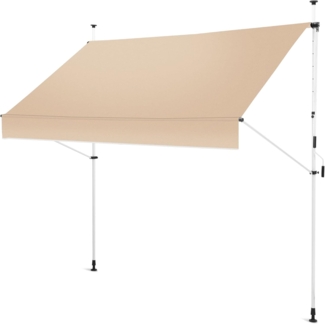 Gartenfreude Klemmmarkise 200x120 Sonnenschutz Balkonmarkise Campingmarkise ohne Bohren, Taupe/Beige – gerader Schnitt, 4900-1520-115, Klemmmarkise 200x120 cm - Taupe