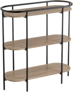 Ovales Bodenregal mit 3 Böden aus PB und Metall in Natur und Schwarz